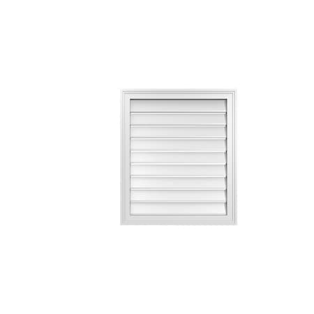 Ekena Millwork Vertical Surface Mount PVC Gable Vent: Functional, w/ 2"W x 1-1/2"P Brickmould Frame, 24"W x 28"H GVPVE24X2802SF